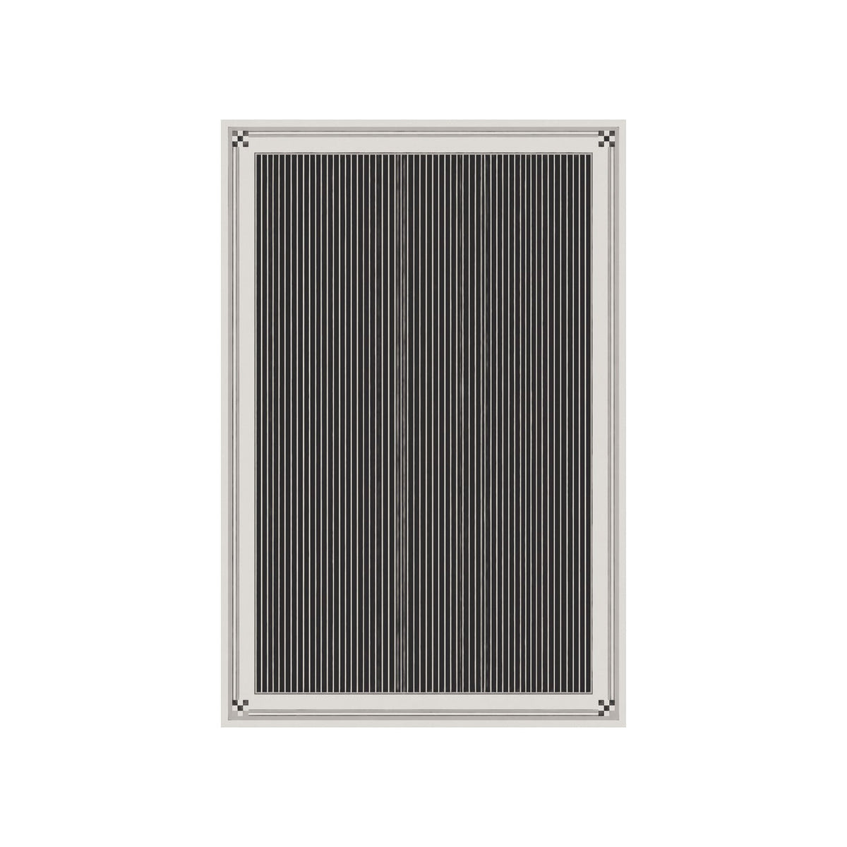 Kartela Fine Stripe washable striped bordered area rug in Charcoal, flat product view on a white background