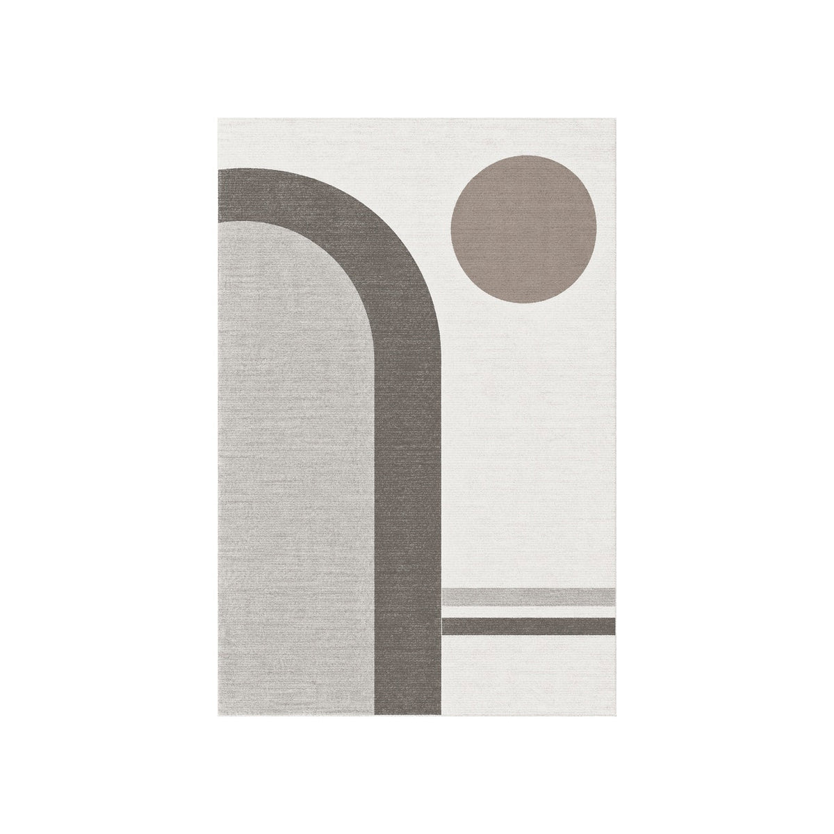 Kartela Japandi Arch washable Japandi arch area rug in Light Gray, flat product view on a white background