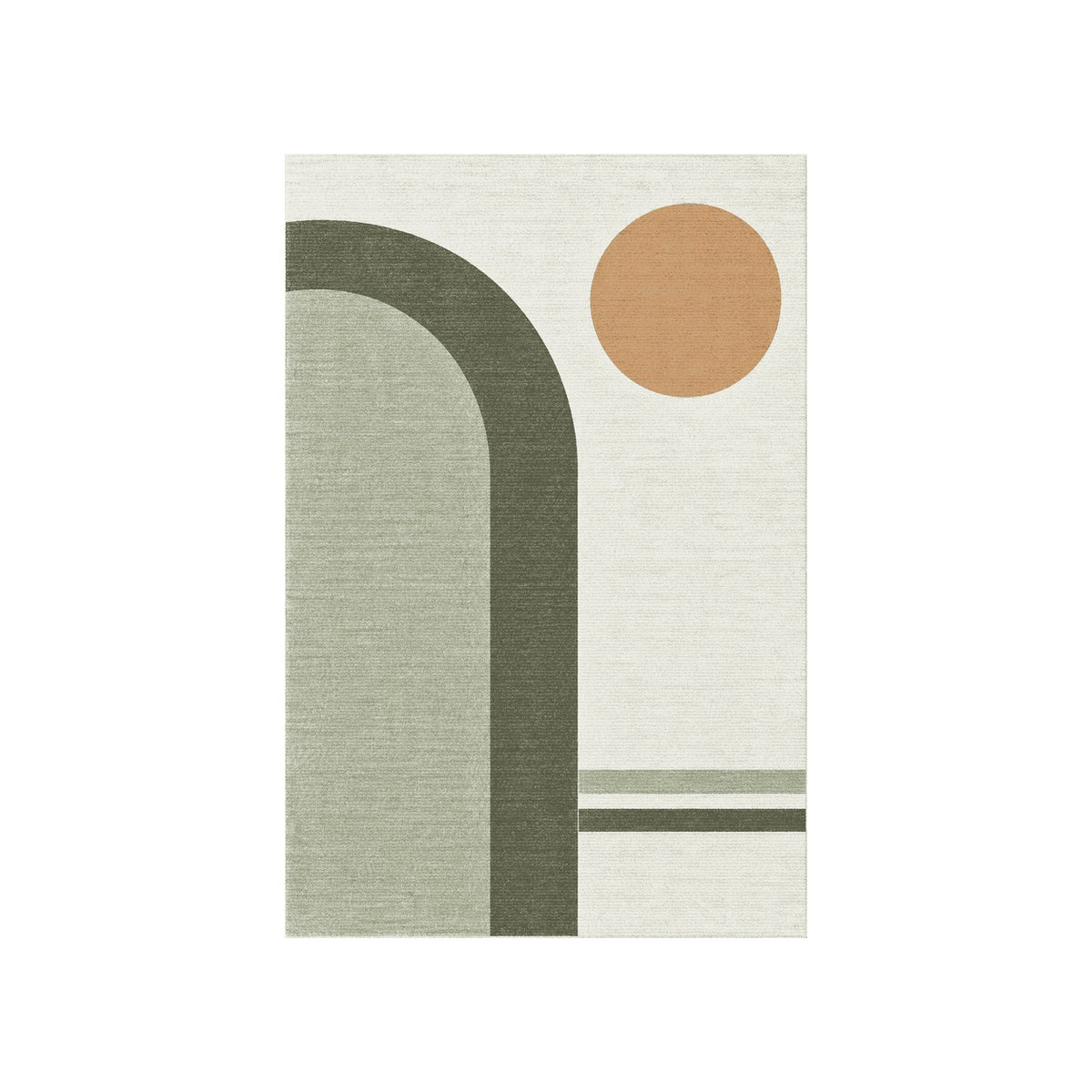 Kartela Japandi Arch washable Japandi arch area rug in Sage Green, flat product view on a white background
