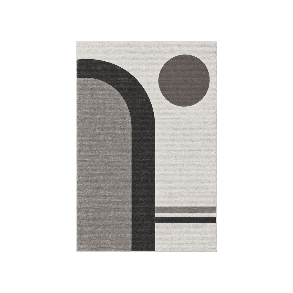 Kartela Japandi Arch washable Japandi arch area rug in Charcoal, flat product view on a white background