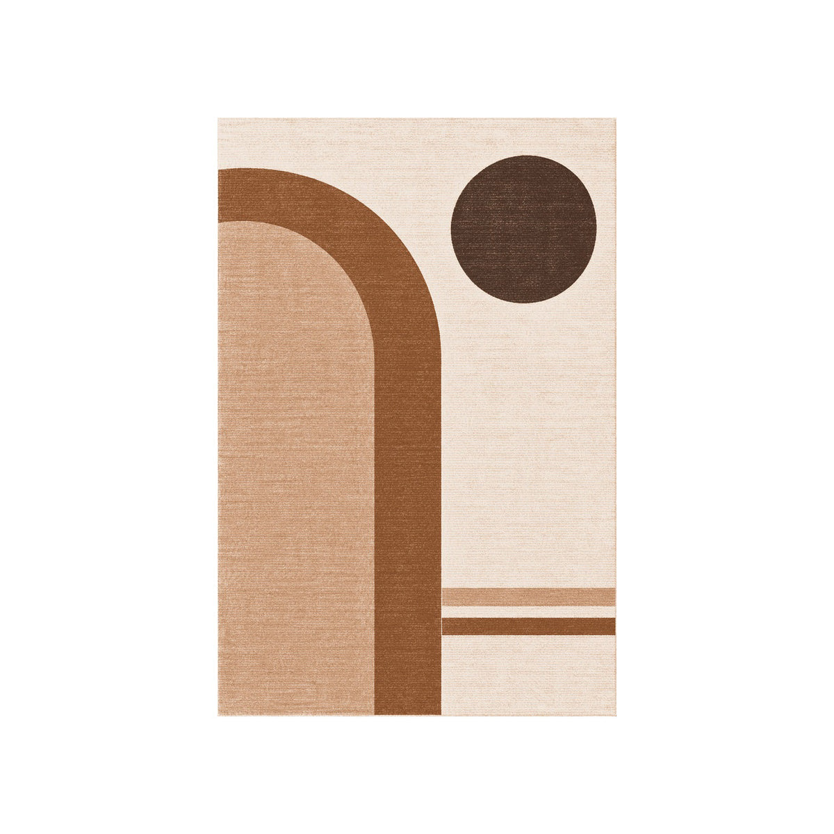 Kartela Japandi Arch washable Japandi arch area rug in Copper, flat product view on a white background