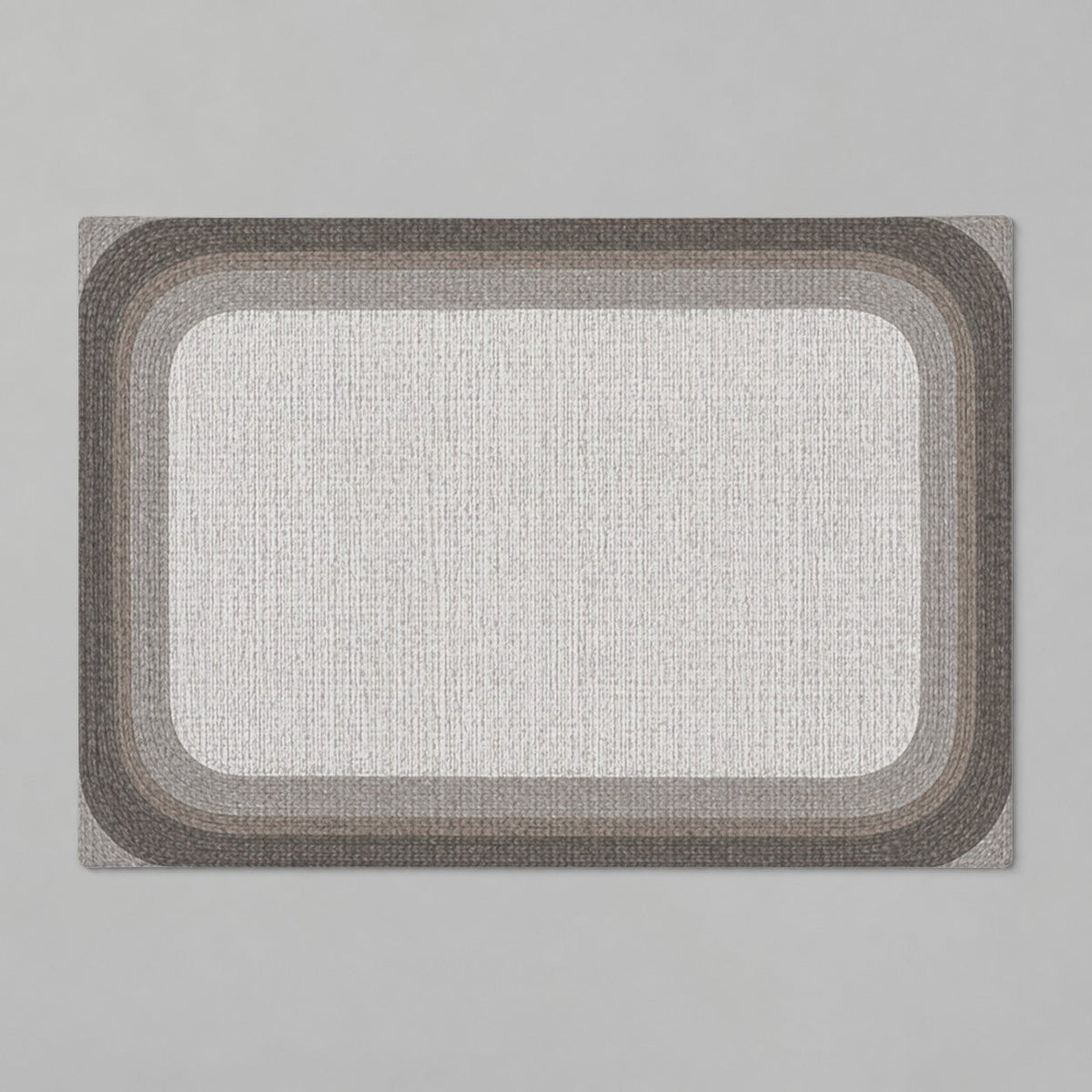 Kartela Jute Frame washable jute-look bath mat in Light Gray, flat product view on a gray background