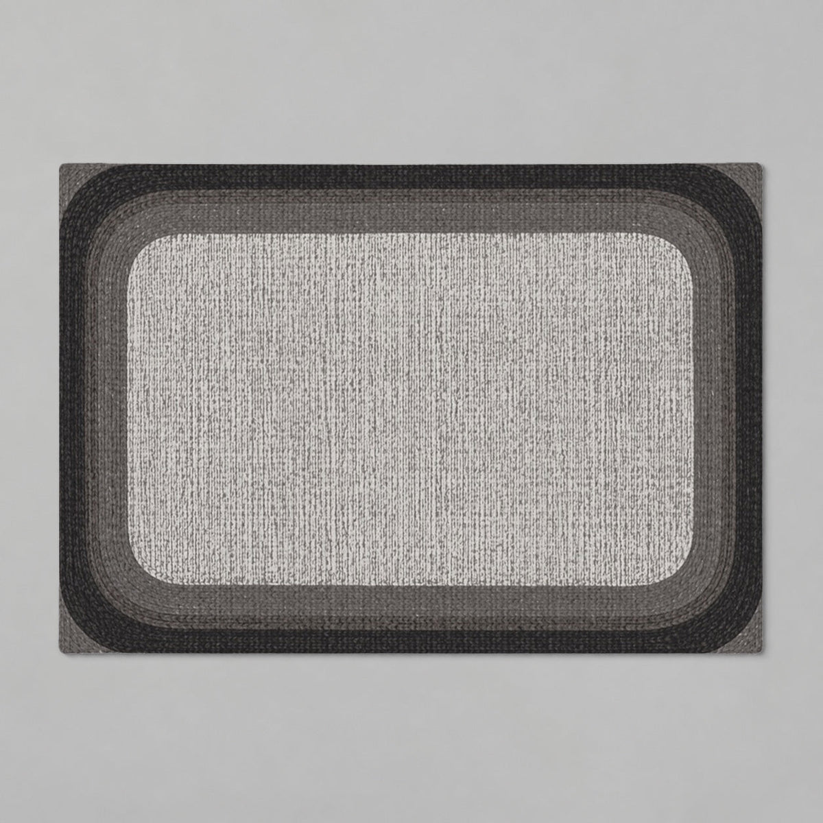 Kartela Jute Frame washable jute-look bath mat in Charcoal, flat product view on a gray background