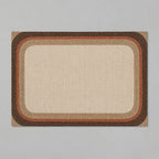 Kartela Jute Frame washable jute-look bath mat in Beige, flat product view on a gray background