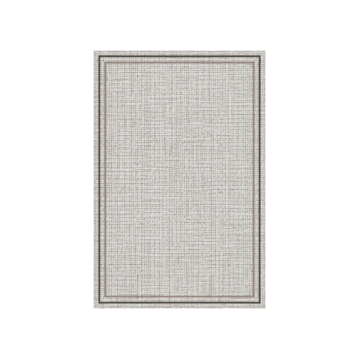 Kartela Double Frame washable jute-look double border area rug in Light Gray, flat product view on a white background