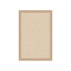 Kartela Double Frame washable jute-look double border area rug in Beige, flat product view on a white background