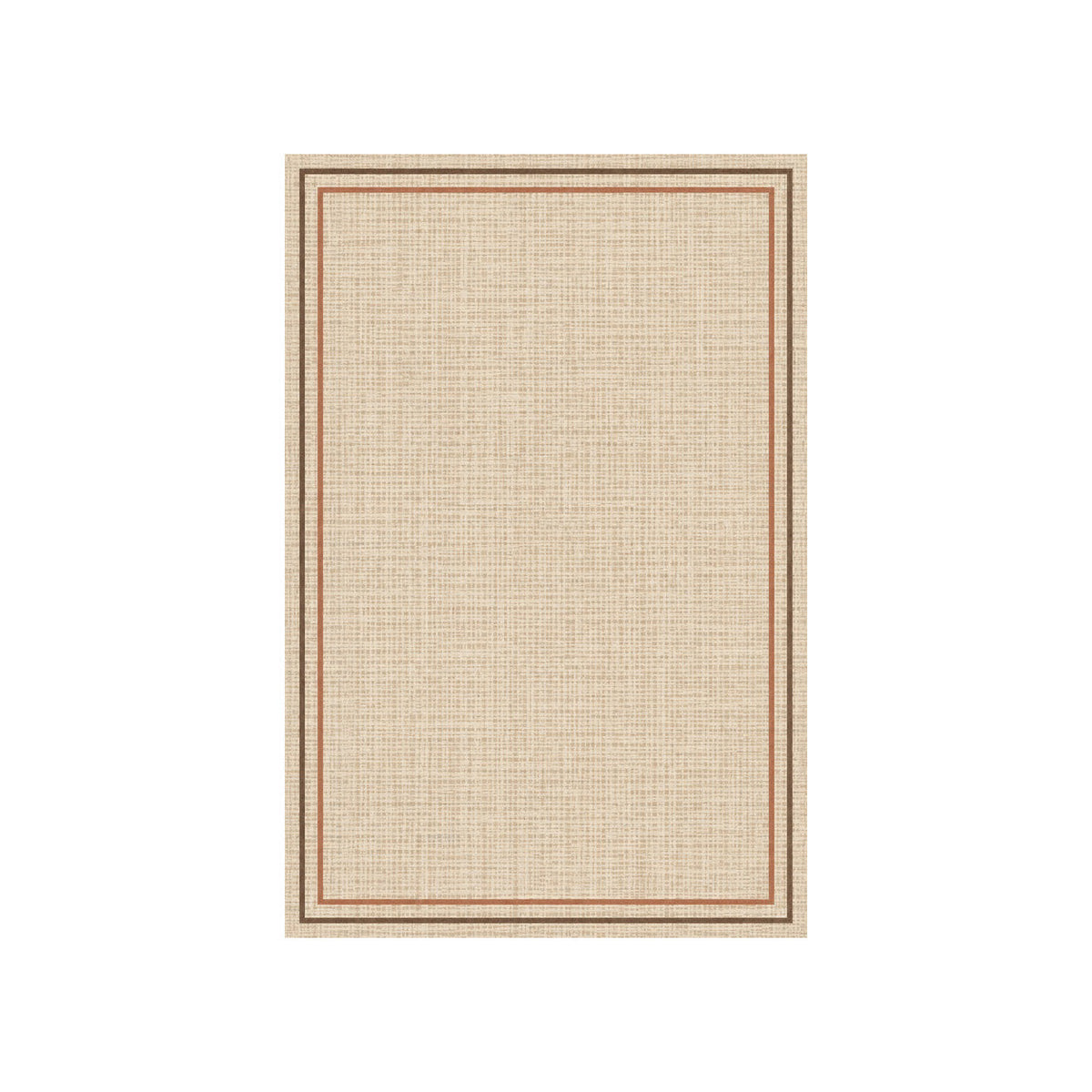Kartela Double Frame washable jute-look double border area rug in Beige, flat product view on a white background
