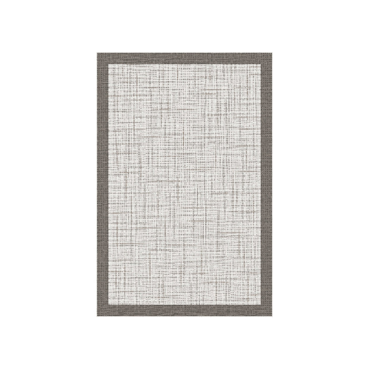 Kartela Jute Frame washable jute-look bordered area rug in Light Gray, flat product view on a white background