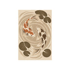 Kartela Koi washable koi fish area rug in Beige, flat product view on a white background