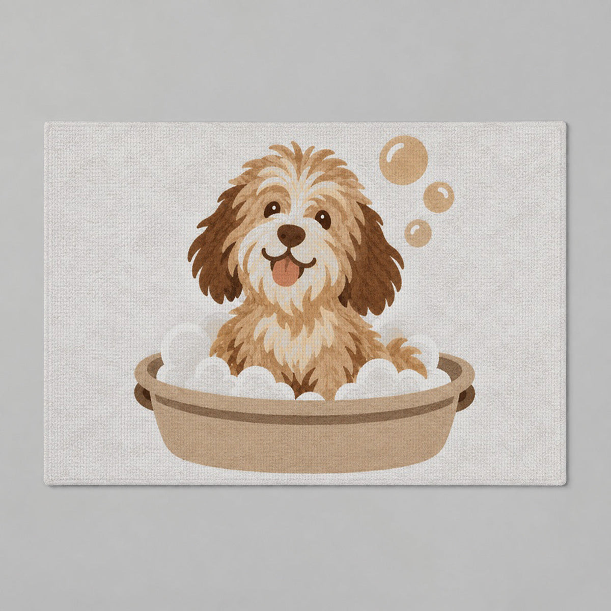 Kartela Bath Pup washable dog bath mat in Light Gray, flat product view on a gray background