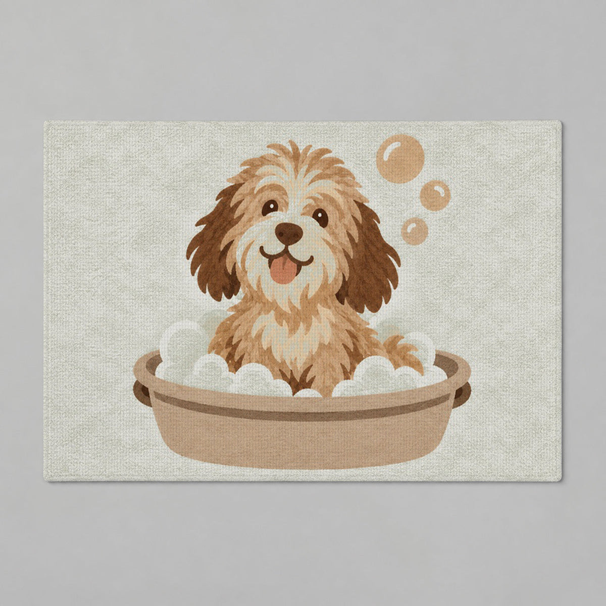 Kartela Bath Pup washable dog bath mat in Sage Green, flat product view on a gray background
