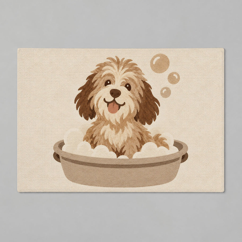 Kartela Bath Pup washable dog bath mat in Beige, flat product view on a gray background