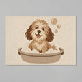 Kartela Bath Pup washable dog bath mat in Beige, flat product view on a gray background