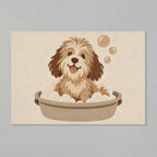 Kartela Bath Pup washable dog bath mat in Beige, flat product view on a gray background