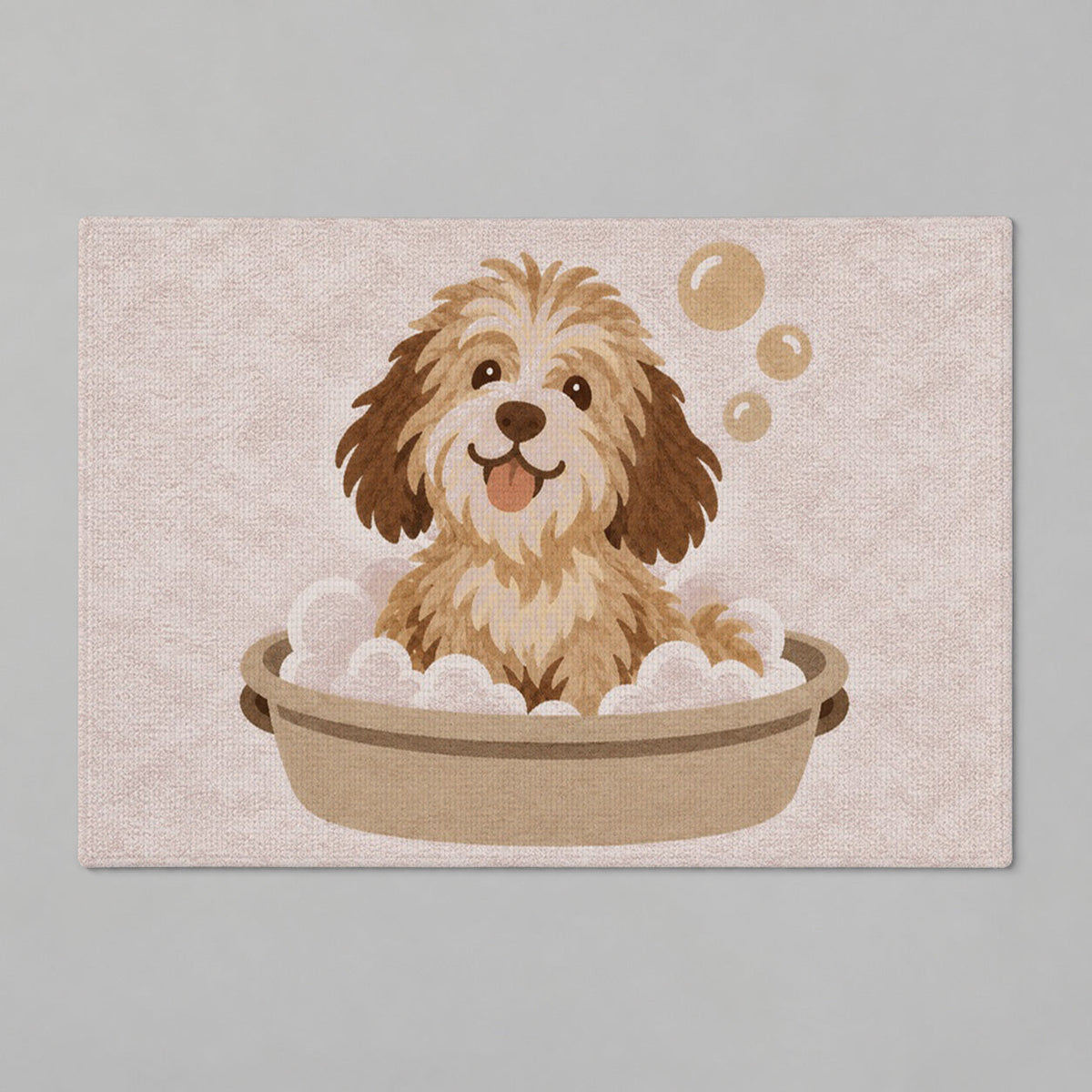Kartela Bath Pup washable dog bath mat in Dusty Rose, flat product view on a gray background