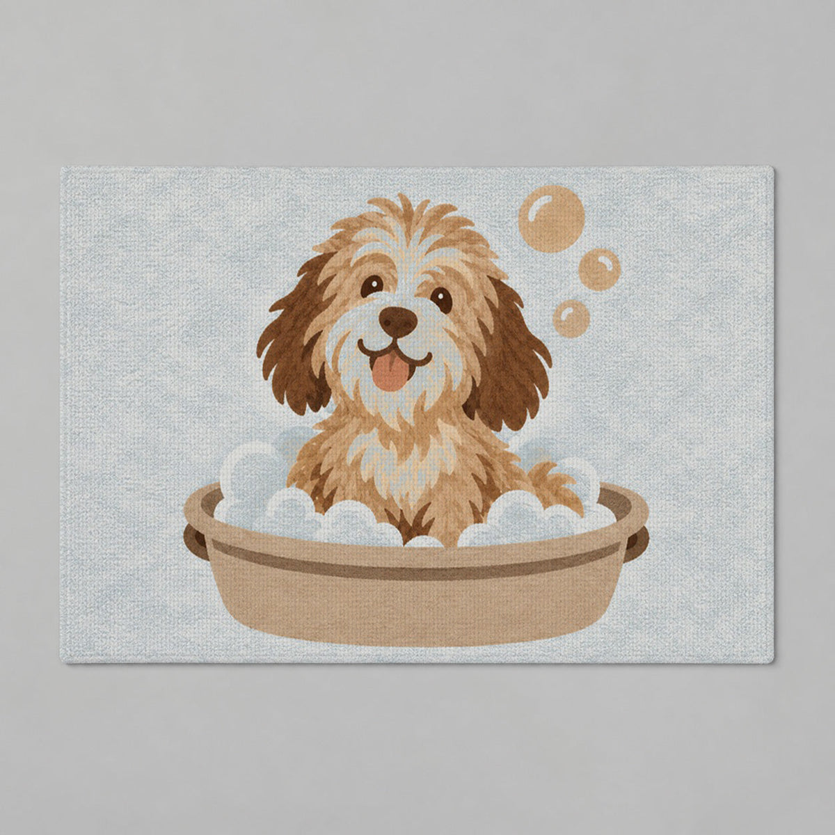 Kartela Bath Pup washable dog bath mat in Blue, flat product view on a gray background