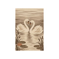 Kartela Swan Lake washable swan area rug in Beige, flat product view on a white background