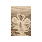 Kartela Swan Lake washable swan area rug in Beige, flat product view on a white background