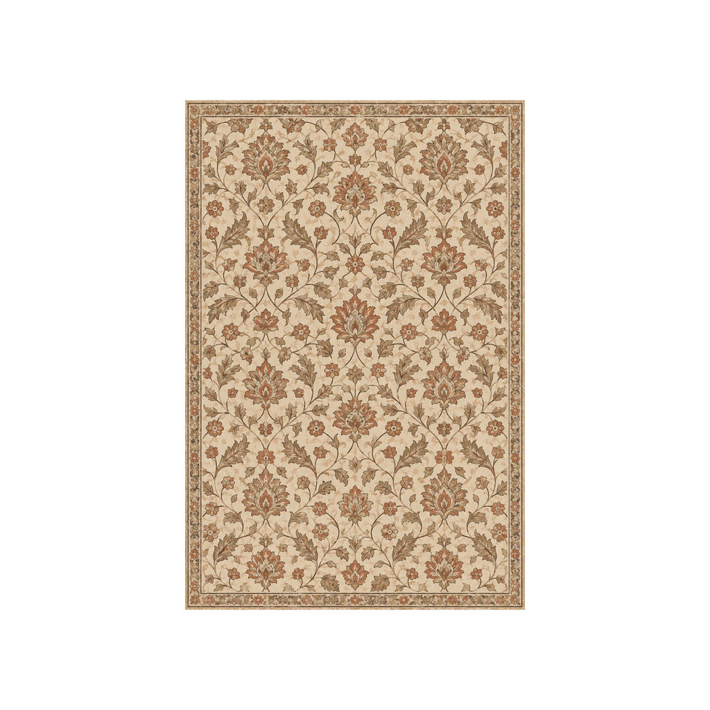 Kartela Persian Field washable vintage Persian style area rug in Beige, flat product view on a white background