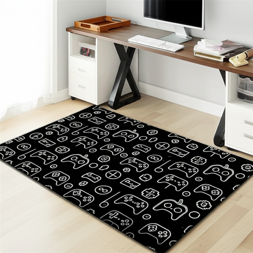 Gamer Pattern Puffy Rug