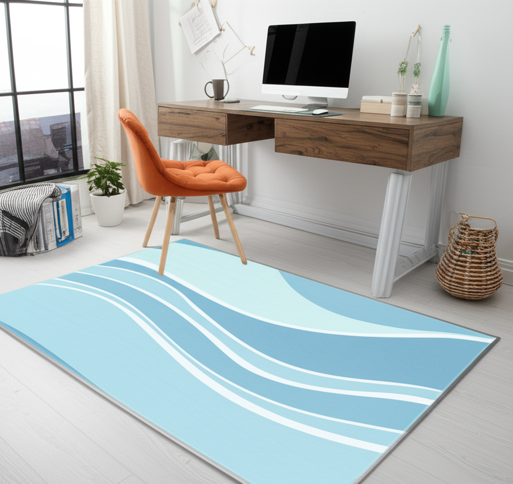 Coastal Waves Puffy Rug