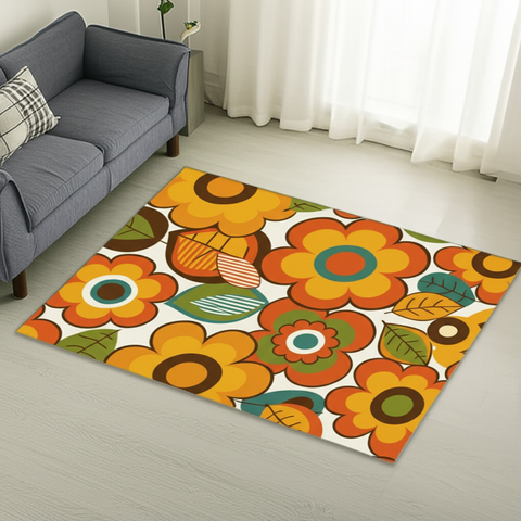 Retro Floral Premium Rug