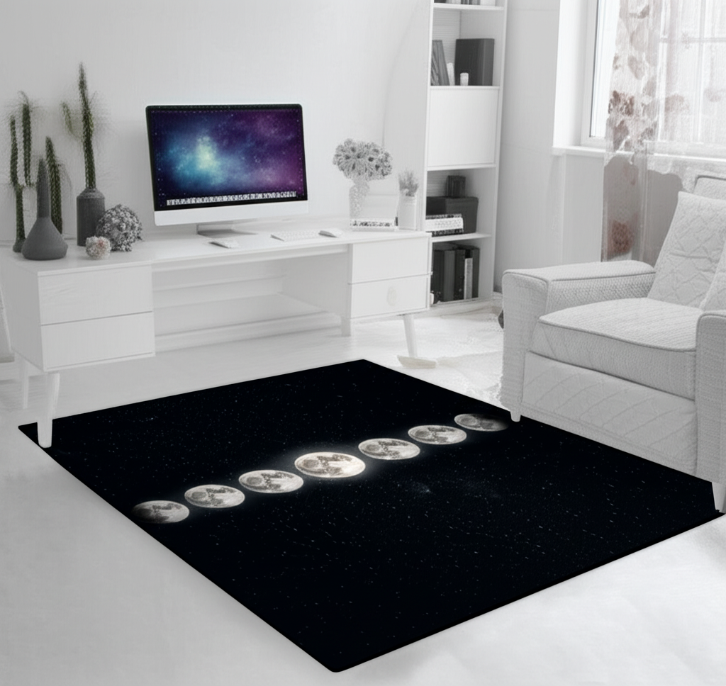 Lunar Phases Puffy Rug