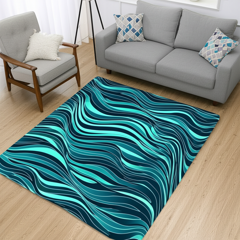 Ocean Wave Puffy Rug