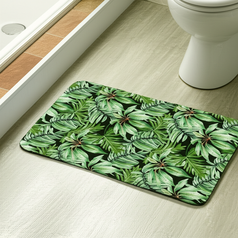 Tropical Leaves Bathroom Mat