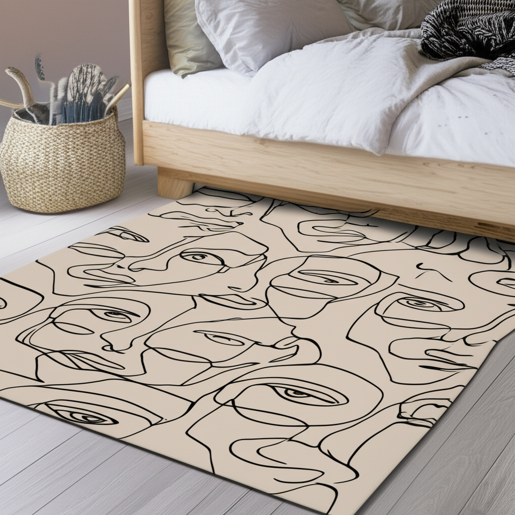 Abstract Faces Puffy Rug
