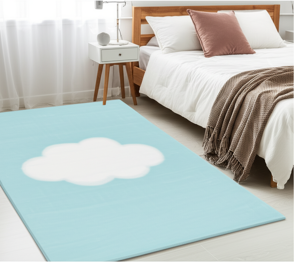 Cloud Design Puffy Rug