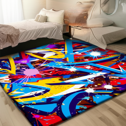 Abstract Splash Puffy Rug