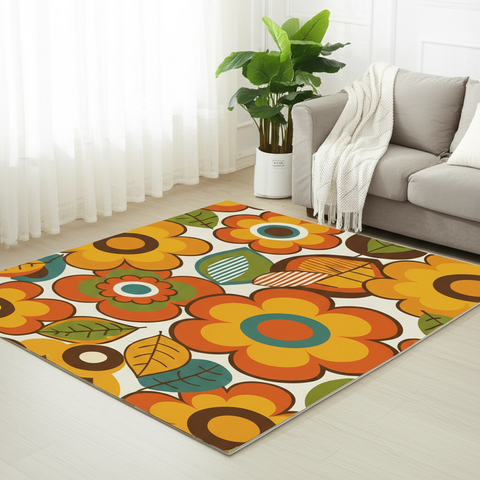 Retro Floral Premium Rug