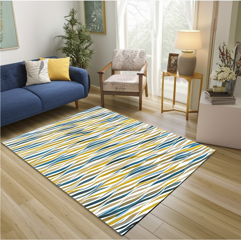 Abstract Wavy Lines Premium Rug