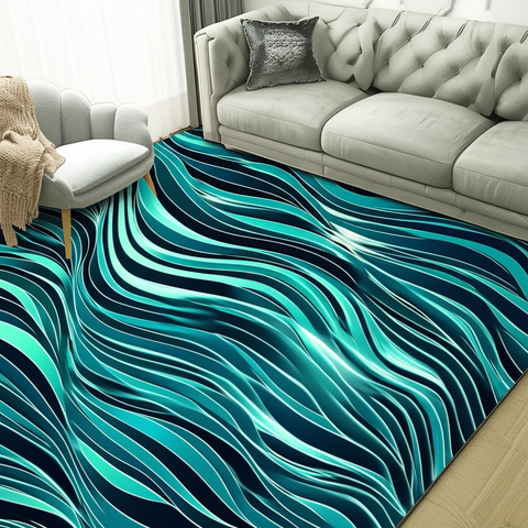 Ocean Wave Puffy Rug
