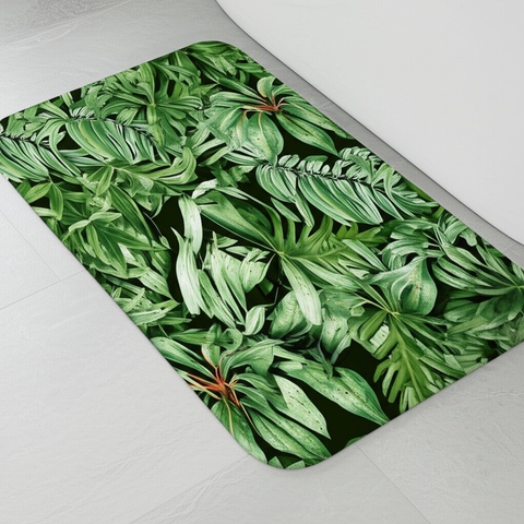 Tropical Leaves Bathroom Mat