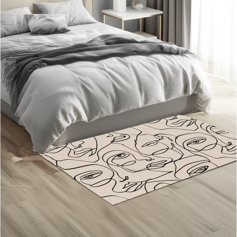 Abstract Faces Puffy Rug