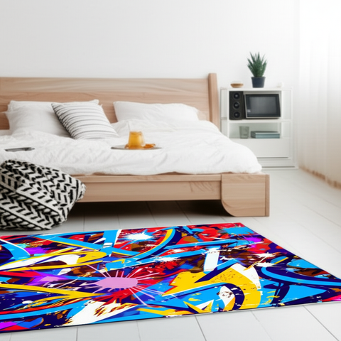 Abstract Splash Puffy Rug