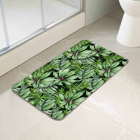 Tropical Leaves Bathroom Mat
