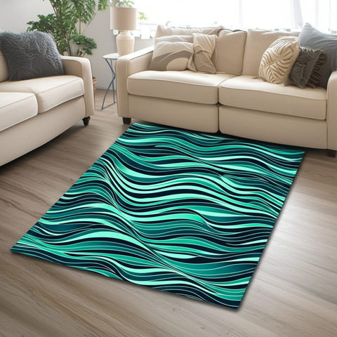 Ocean Wave Puffy Rug