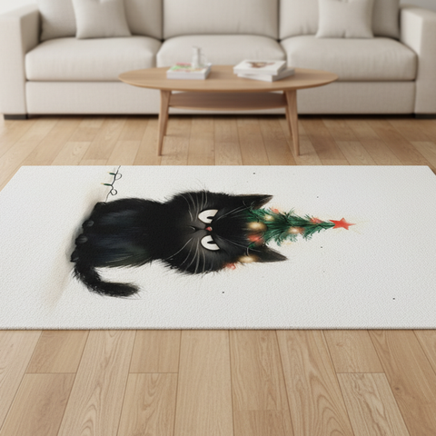 Festive Cat Christmas Rug