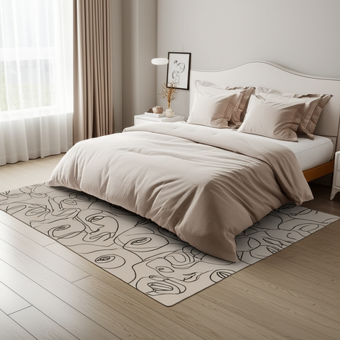 Abstract Faces Puffy Rug