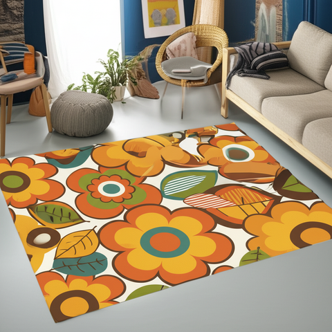 Retro Floral Premium Rug