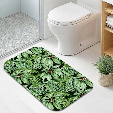 Tropical Leaves Bathroom Mat