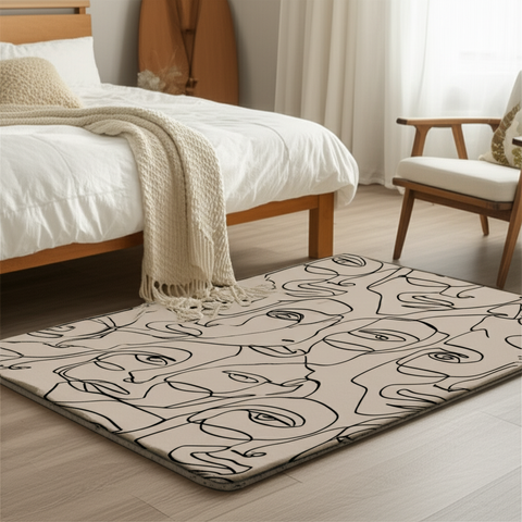 Abstract Faces Puffy Rug