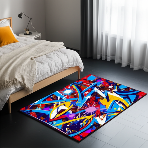 Abstract Splash Puffy Rug