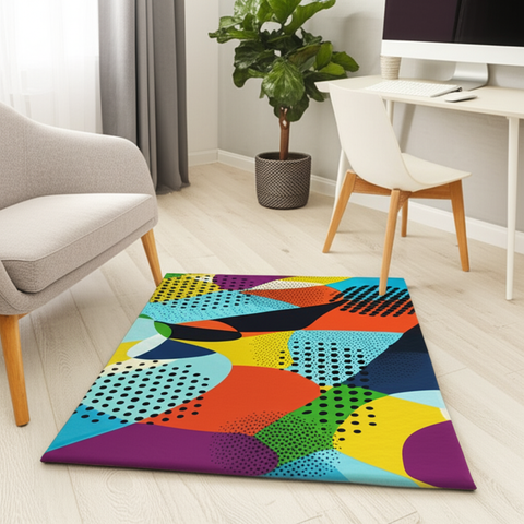Abstract Geometric Puffy Rug