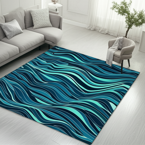 Ocean Wave Puffy Rug