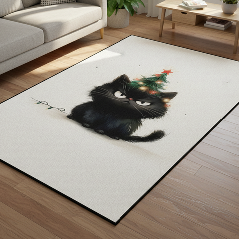 Festive Cat Christmas Rug
