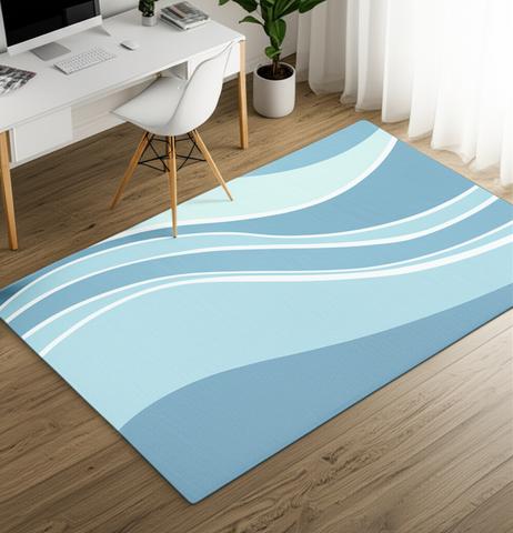 Coastal Waves Puffy Rug
